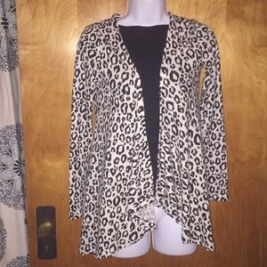 Black & Cream Leopard Print Criss Cross Cardigan Size Small